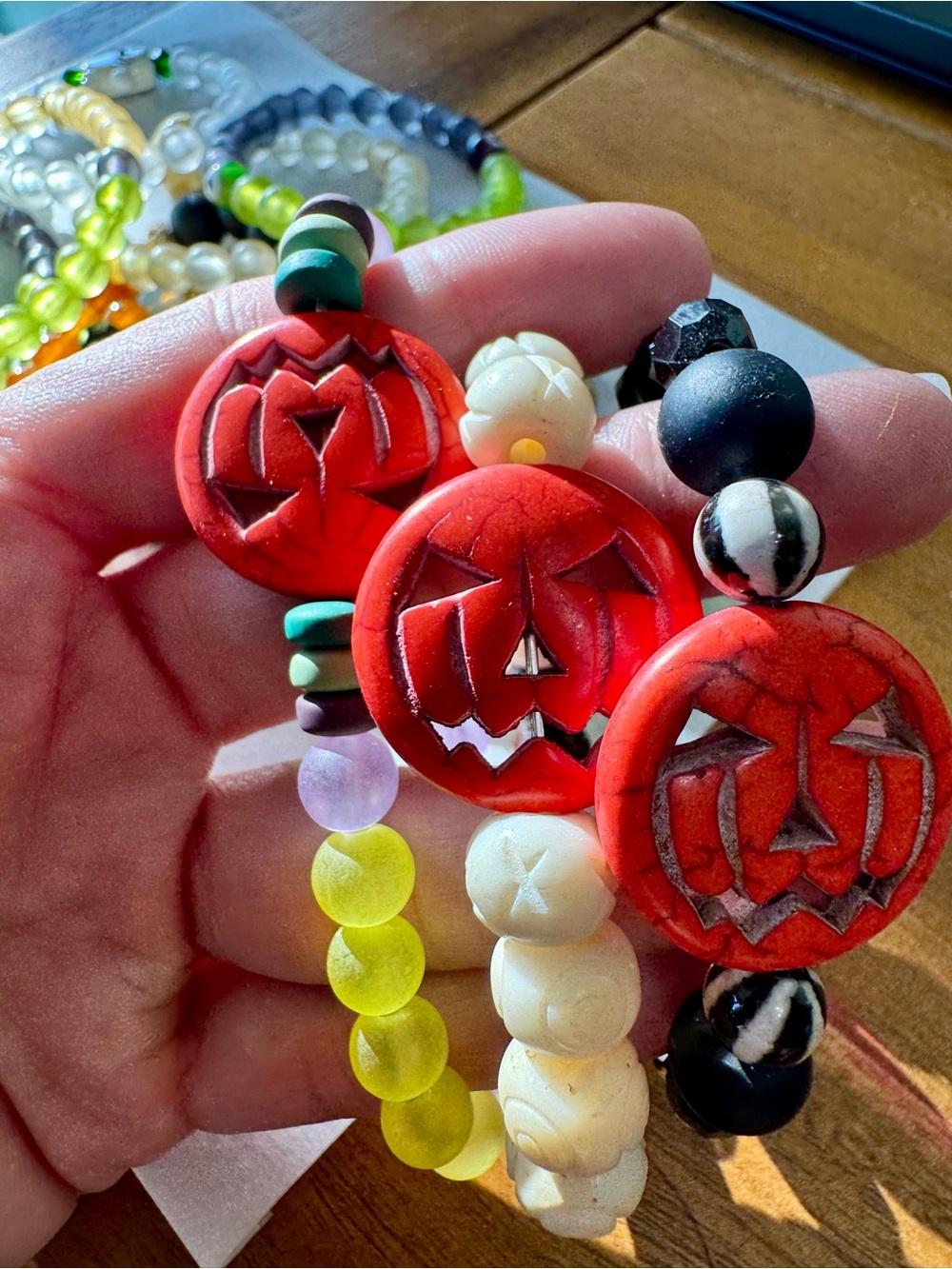 Red Pumpkin Bead Stretch Bracelet - Women's Halloween-Inspired Jewelry dozen!!!